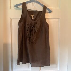 J Crew sleeveless top with ruffle and beads on neckline. Euc